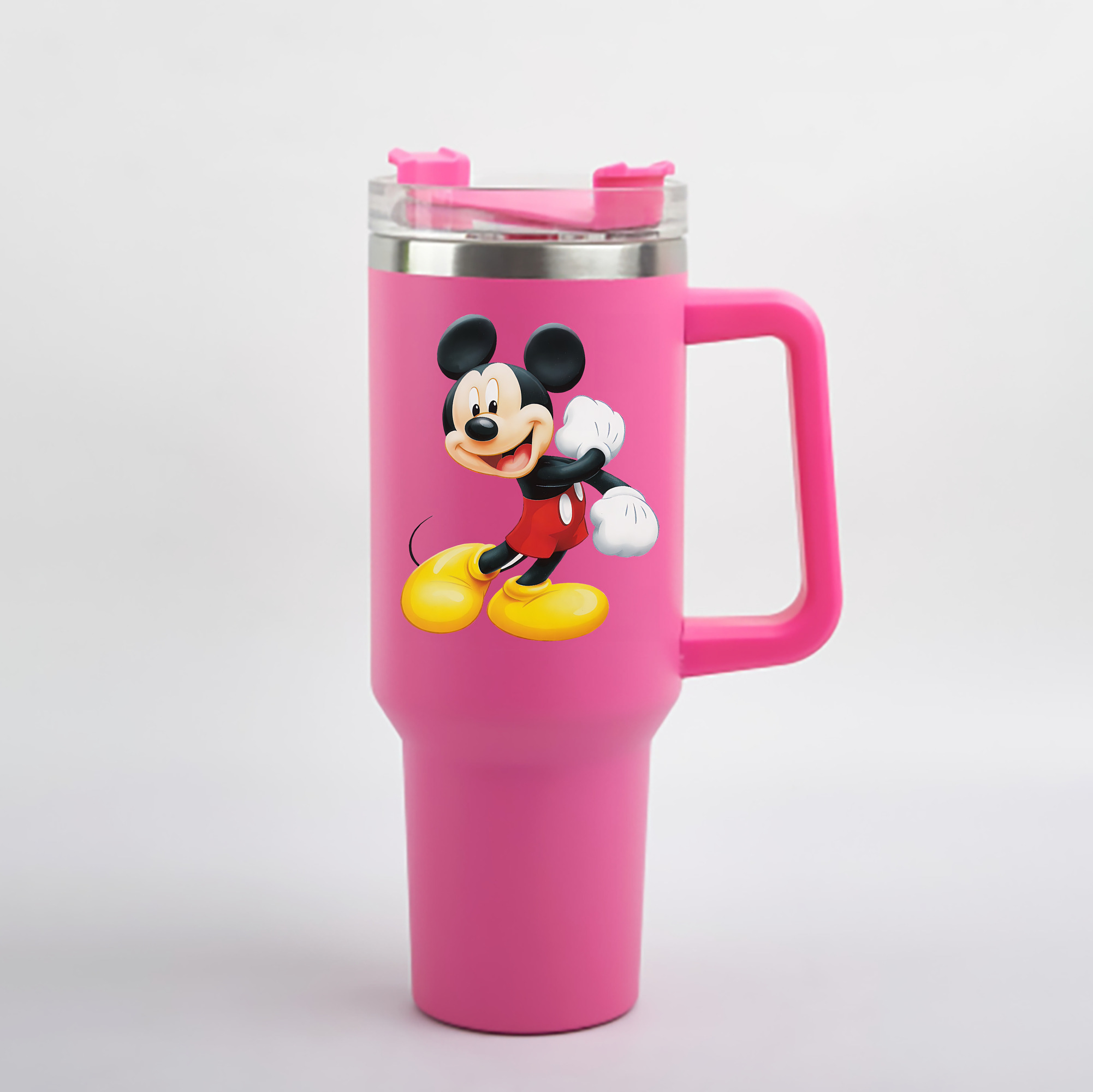 （画像用） ミッキーマウス Mickey Mouse 1200mL車用タンブラー - クリスタルステッカー（プラスチックストロー付き）